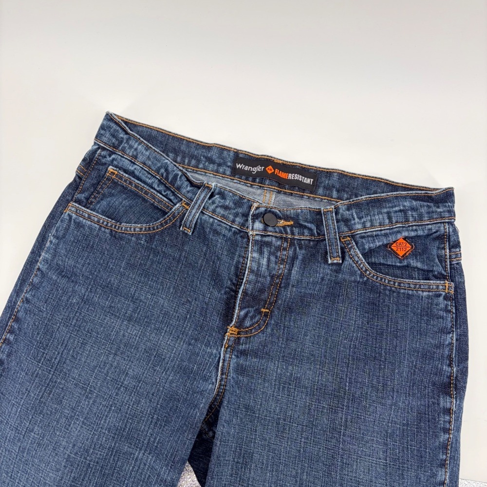 Wrangler FR Flame Resistant Denim Jeans Size 7x32 Workwear CAT2 Blue Dark Wash